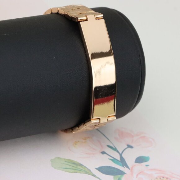 "Sleek Rose Gold Plated Bracelet in Polished Bold Panel Design, XPBL1133 - Picture 8 of 12